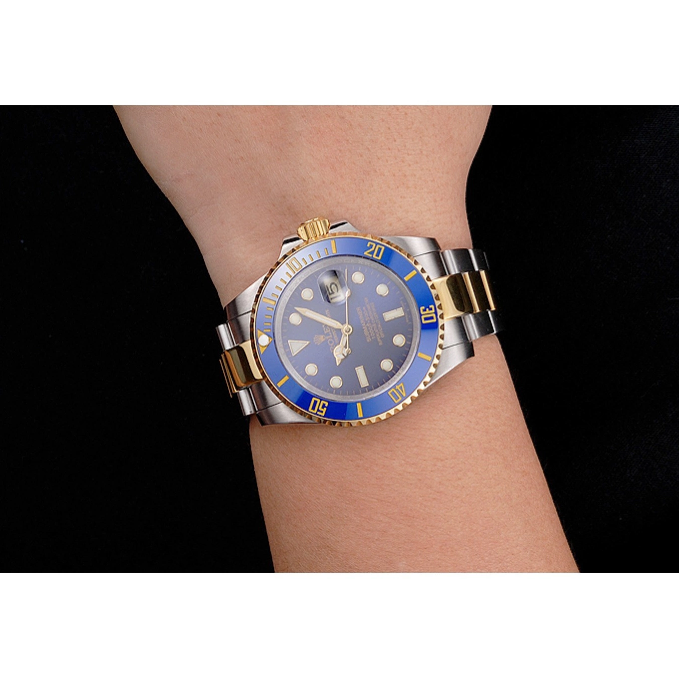 Aaa replica watch Two Blue Gold Dial Rolex Steel Submariner Bezel Swiss And Bracelet Tone 0710